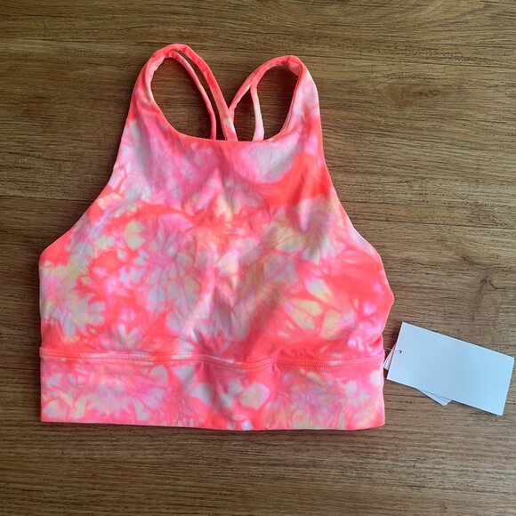 Lululemon Athletic Energy High Neck LL Sports Bra Dual Shibori Florid NWT Size 4 - Picture 1 of 9